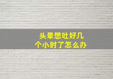 头晕想吐好几个小时了怎么办