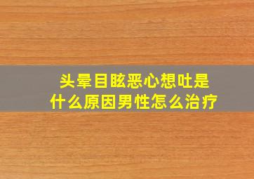 头晕目眩恶心想吐是什么原因男性怎么治疗