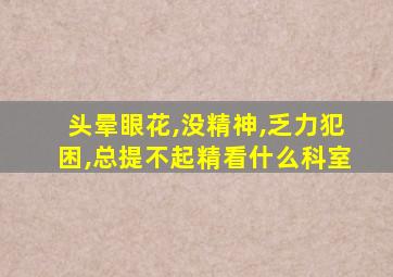 头晕眼花,没精神,乏力犯困,总提不起精看什么科室