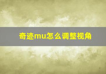 奇迹mu怎么调整视角