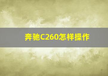 奔驰C260怎样操作