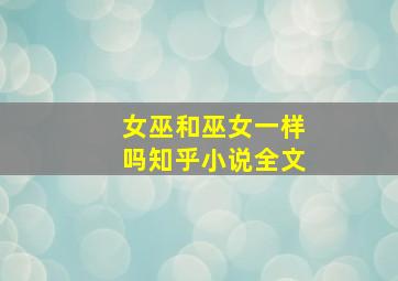 女巫和巫女一样吗知乎小说全文