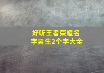 好听王者荣耀名字男生2个字大全