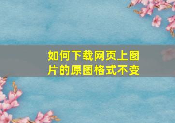 如何下载网页上图片的原图格式不变