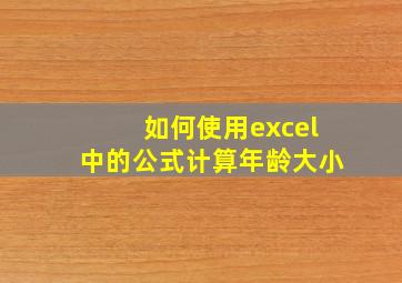 如何使用excel中的公式计算年龄大小