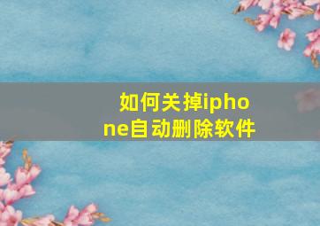 如何关掉iphone自动删除软件