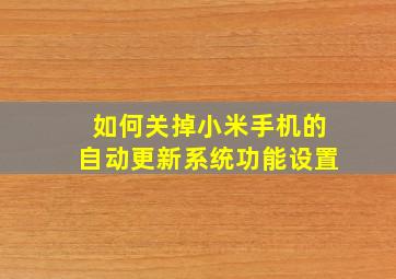 如何关掉小米手机的自动更新系统功能设置