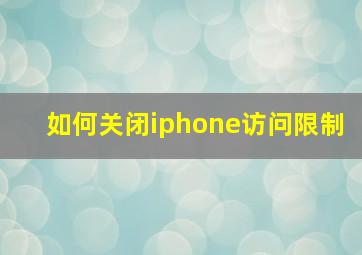 如何关闭iphone访问限制