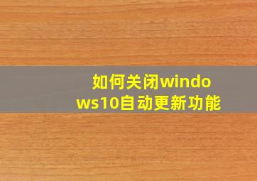 如何关闭windows10自动更新功能