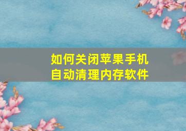 如何关闭苹果手机自动清理内存软件