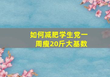 如何减肥学生党一周瘦20斤大基数