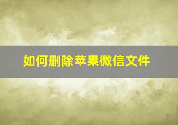 如何删除苹果微信文件