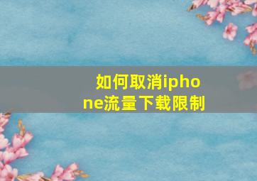 如何取消iphone流量下载限制