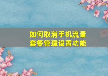 如何取消手机流量套餐管理设置功能