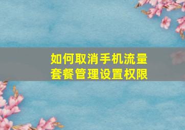 如何取消手机流量套餐管理设置权限