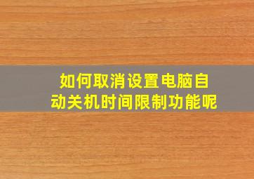 如何取消设置电脑自动关机时间限制功能呢