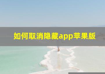 如何取消隐藏app苹果版