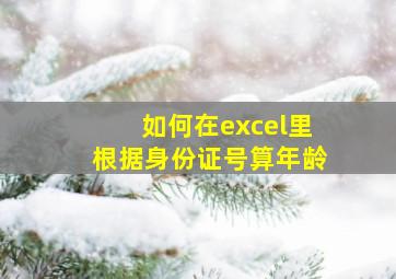 如何在excel里根据身份证号算年龄