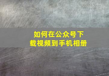 如何在公众号下载视频到手机相册