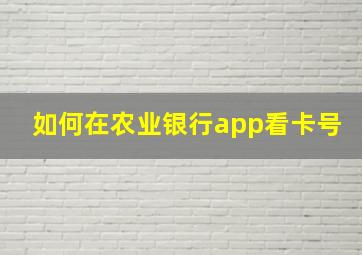 如何在农业银行app看卡号