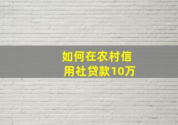 如何在农村信用社贷款10万