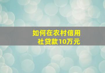 如何在农村信用社贷款10万元