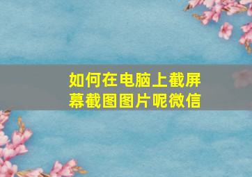 如何在电脑上截屏幕截图图片呢微信