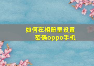 如何在相册里设置密码oppo手机