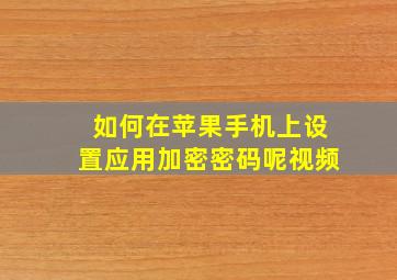 如何在苹果手机上设置应用加密密码呢视频