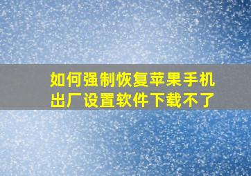 如何强制恢复苹果手机出厂设置软件下载不了