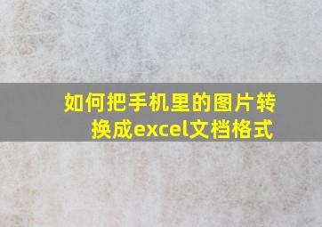 如何把手机里的图片转换成excel文档格式