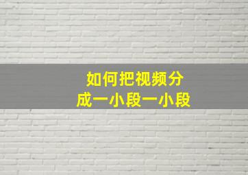 如何把视频分成一小段一小段