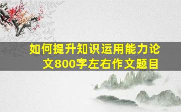 如何提升知识运用能力论文800字左右作文题目