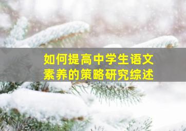 如何提高中学生语文素养的策略研究综述