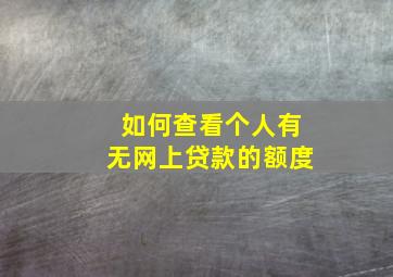 如何查看个人有无网上贷款的额度