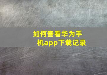 如何查看华为手机app下载记录