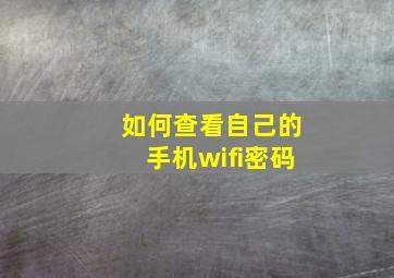 如何查看自己的手机wifi密码