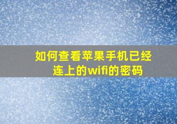 如何查看苹果手机已经连上的wifi的密码