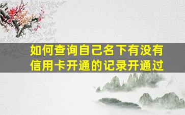 如何查询自己名下有没有信用卡开通的记录开通过