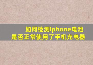 如何检测iphone电池是否正常使用了手机充电器