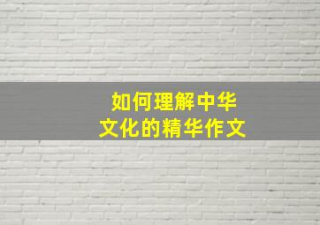 如何理解中华文化的精华作文