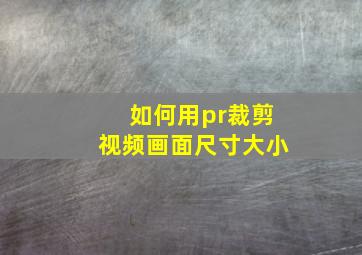 如何用pr裁剪视频画面尺寸大小