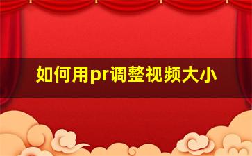 如何用pr调整视频大小