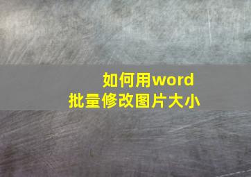 如何用word批量修改图片大小