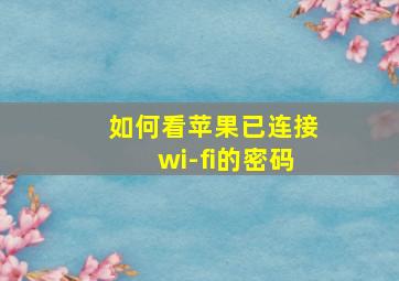 如何看苹果已连接wi-fi的密码