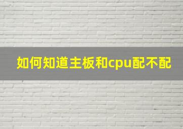 如何知道主板和cpu配不配