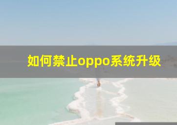 如何禁止oppo系统升级