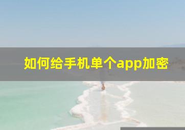 如何给手机单个app加密