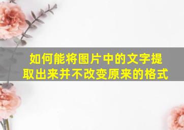 如何能将图片中的文字提取出来并不改变原来的格式