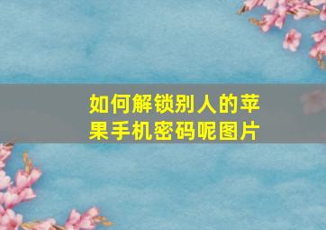 如何解锁别人的苹果手机密码呢图片